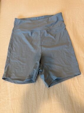 J. Crew High-Waist Bike Shorts in Slate Blue